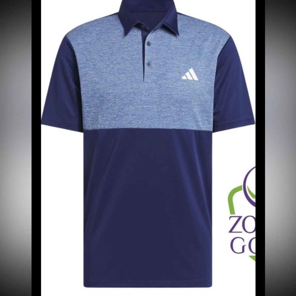 NWT Adidas Men's XL Golf Polo UPF50 Poly Stretch Wicking Color Block Blue